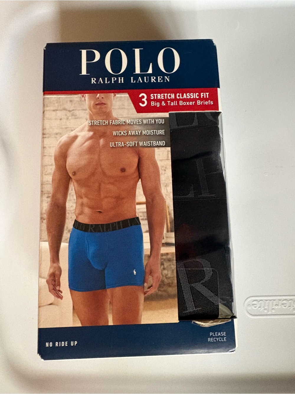 NEW Polo by Ralph Lauren Blue & Black Boxer Brief 3-Pack - Stretch Classic Fit